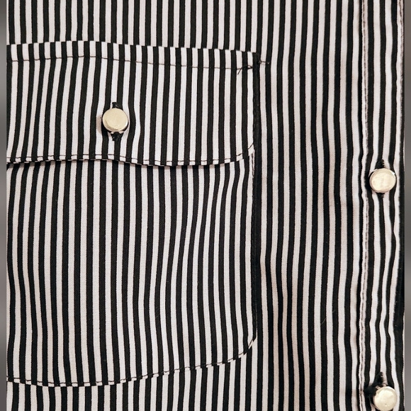 Notations Women's Button Down Shirt - Black/White Stripes - XL - Picture 7 of 11